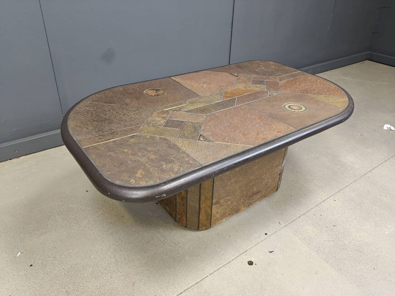 Coffee Table Brutalist, brown stone, Germany, 1980s. - 272738