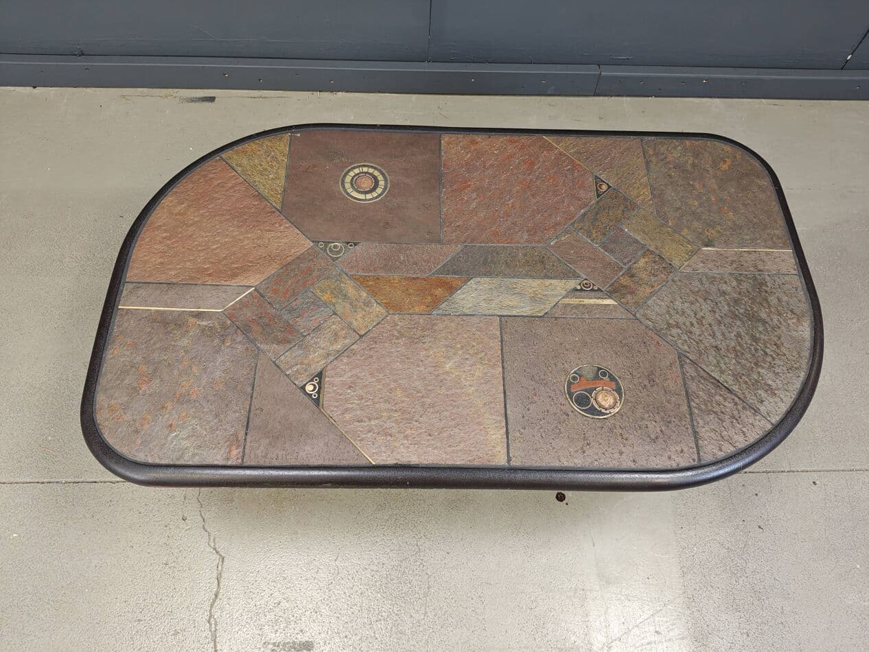 Coffee Table Brutalist, brown stone, Germany, 1980s. - 272734