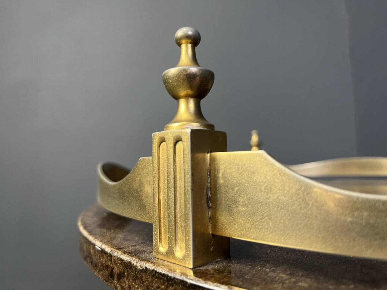 Barek serwingowy, brązowy, kozia skóra lakierowana, mosiądz, proj. A. Tura, Włochy, lata 60. - 272714