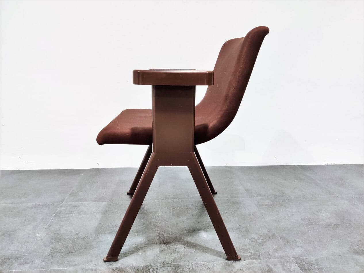 Para foteli Space Age, brązowy, tkanina, plastik, proj. E. Sottsass, Włochy, lata 70. - 272695