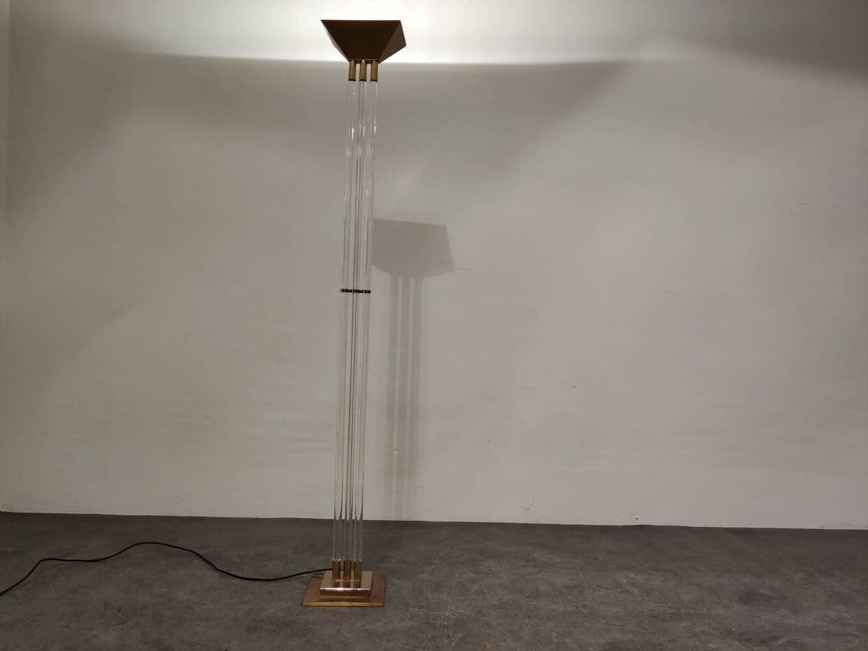 Lampa podłogowa, złoty mosiądz, litu, Francja, lata 70. - 272668