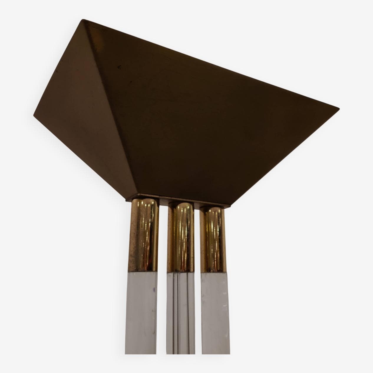 Lampa podłogowa, złoty, mosiądz, akryl, Francja, lata 70. - 272623