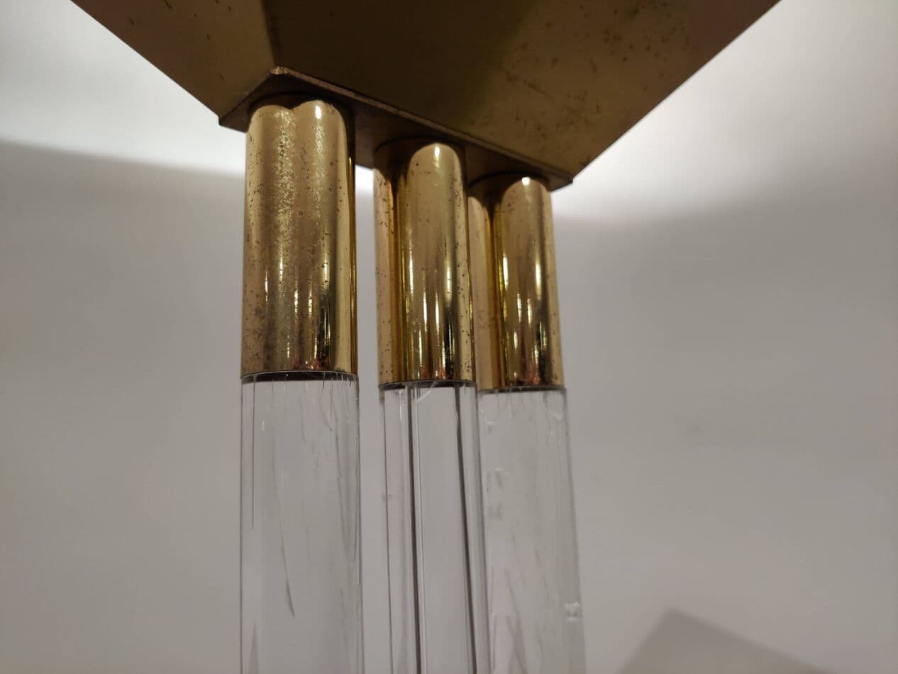 Lampa podłogowa, złoty, mosiądz, akryl, Francja, lata 70. - 272631
