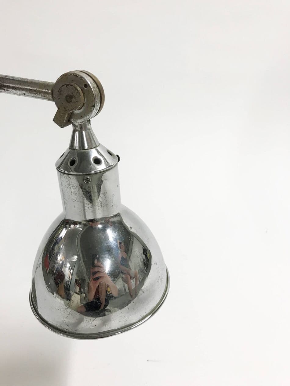 Lampa stołowa industrialna, srebrny, metal, Belgia, lata 30. - 272608
