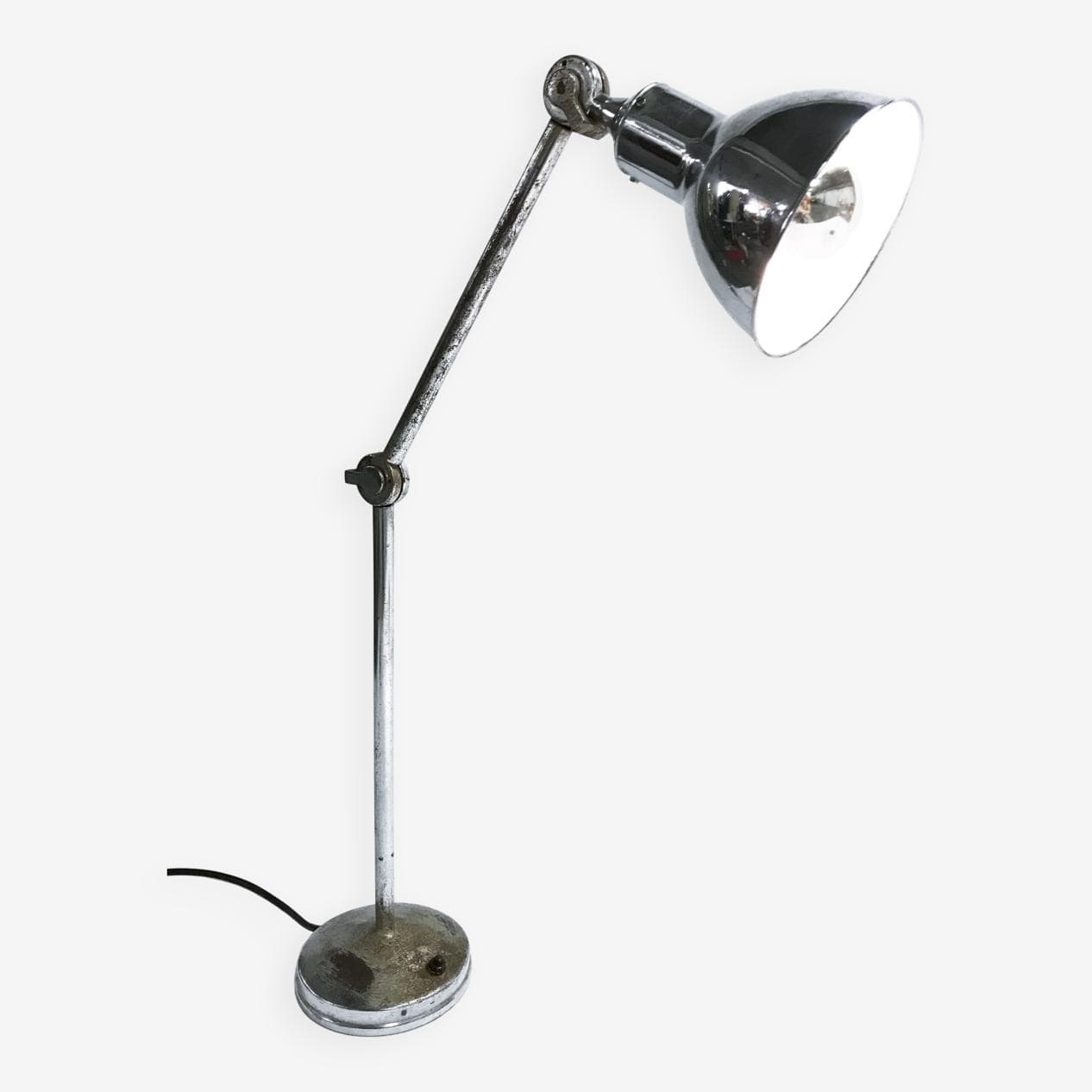 Lampa stołowa industrialna, srebrny, metal, Belgia, lata 30. - 272603