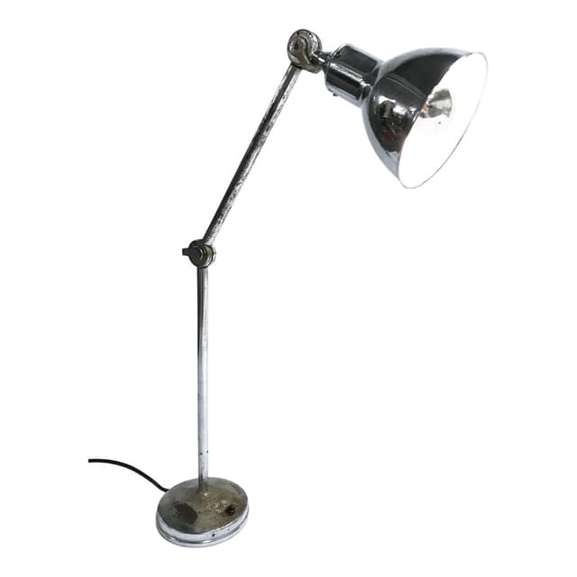 Lampa stołowa industrialna, srebrny, metal, Belgia, lata 30. - WYMIARY