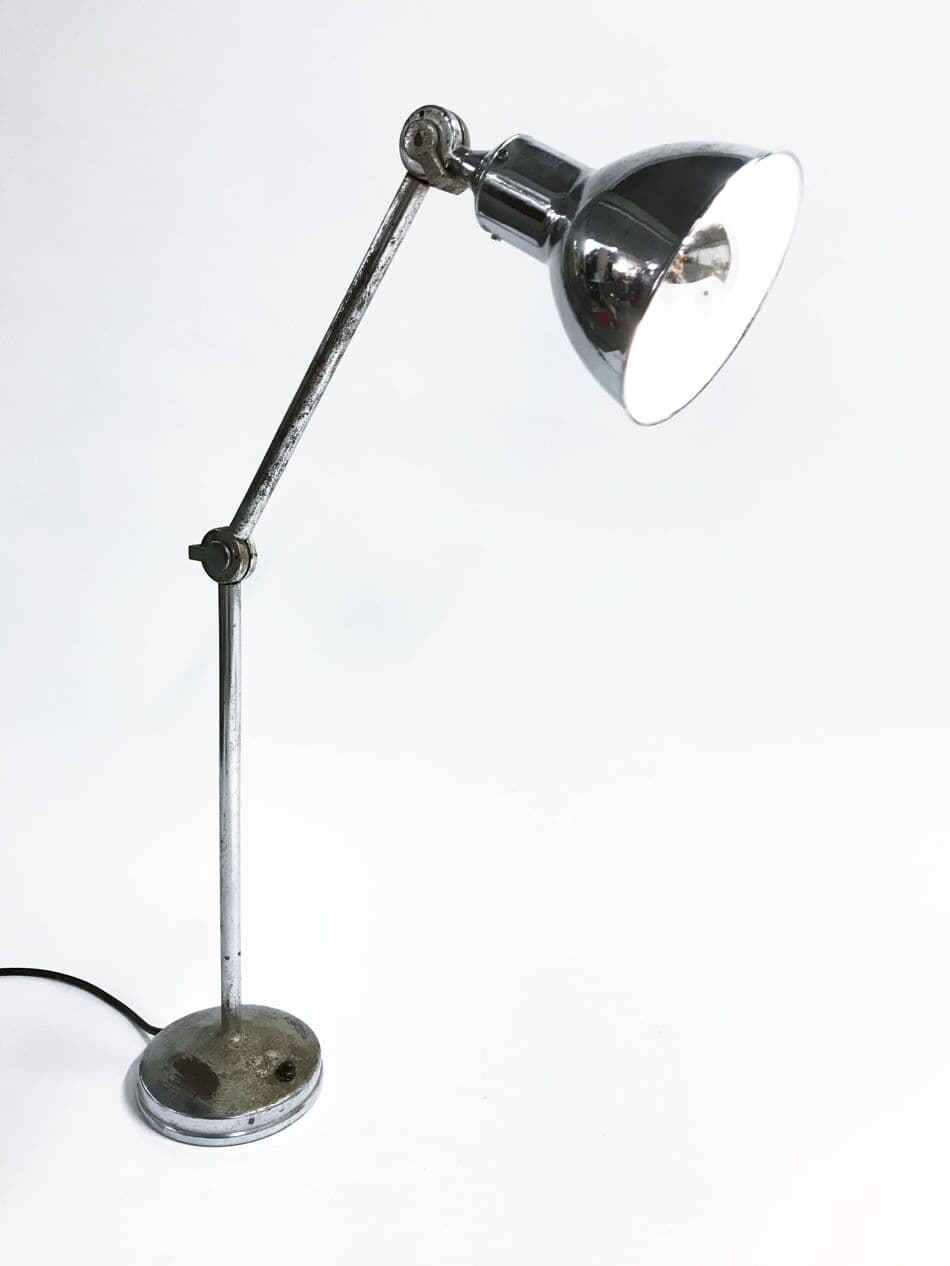 Lampa stołowa industrialna, srebrny, metal, Belgia, lata 30. - 272605