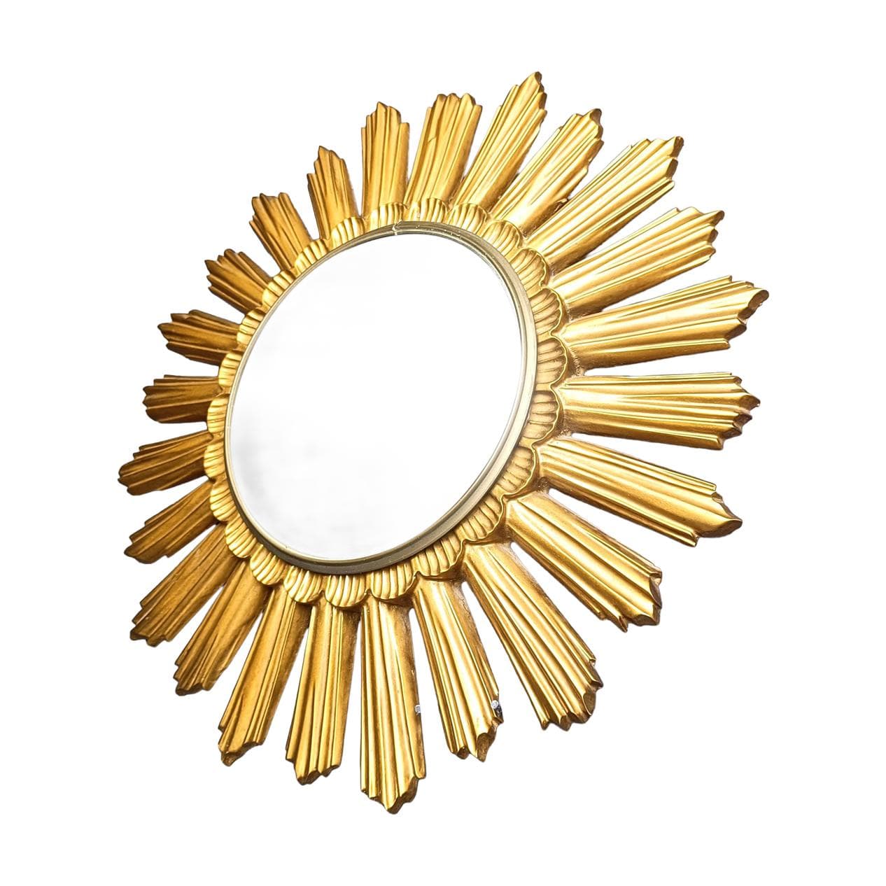 Sunburst mirror, gold, glass, Belgium, 1960s.