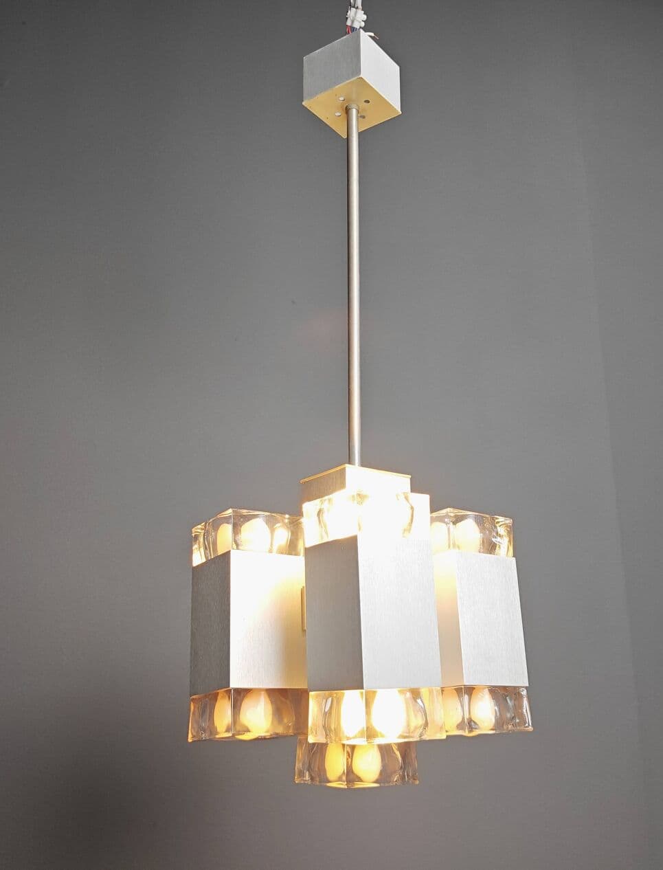 Żyrandol Cubic, srebrny, metal, proj. G. Sciolari, Włochy, lata 70. - 272547