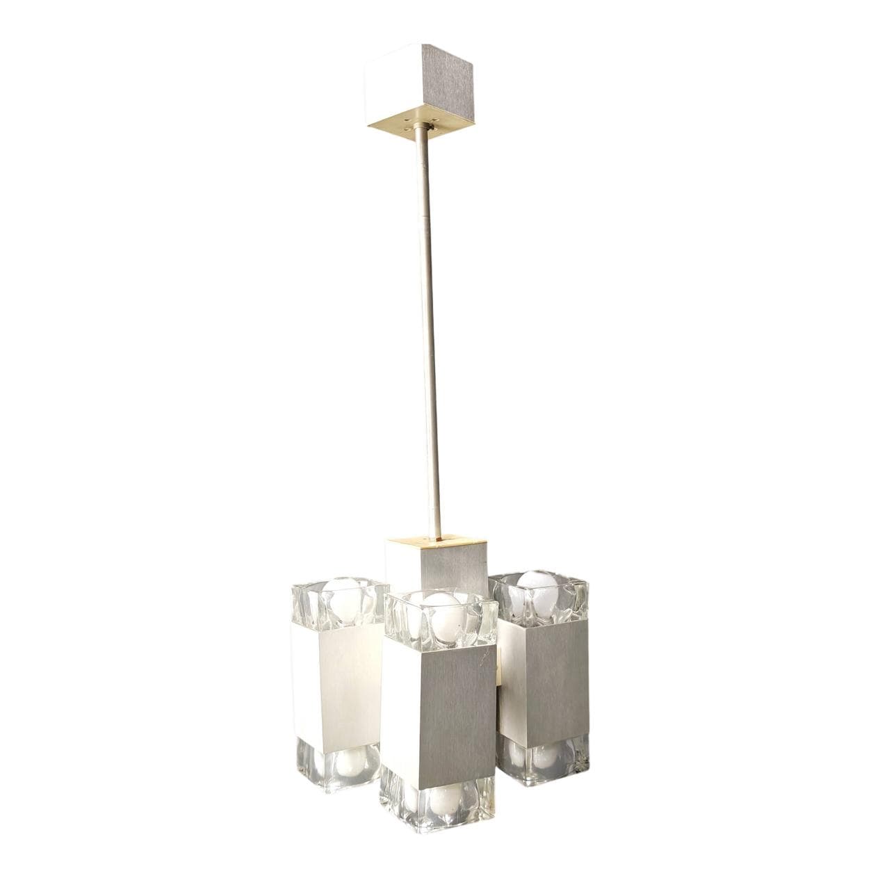 Żyrandol Cubic, srebrny, metal, proj. G. Sciolari, Włochy, lata 70.