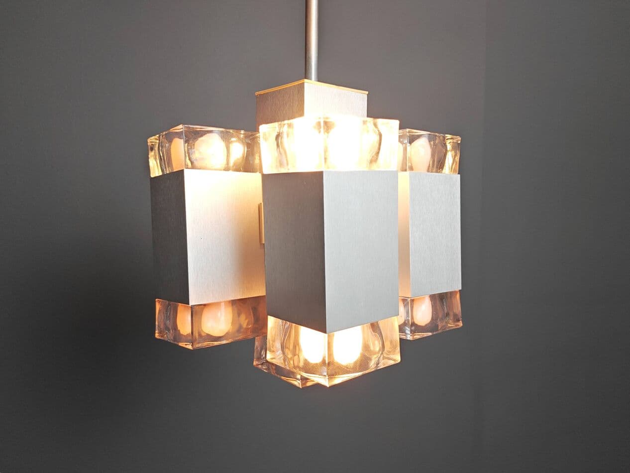 Żyrandol Cubic, srebrny, metal, proj. G. Sciolari, Włochy, lata 70. - 272548