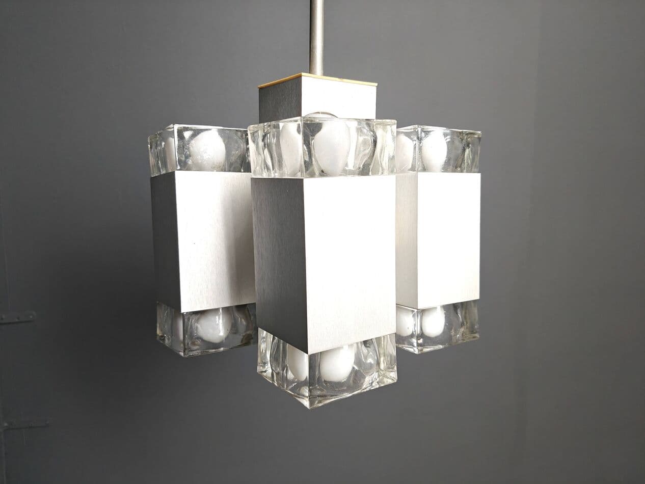 Żyrandol Cubic, srebrny, metal, proj. G. Sciolari, Włochy, lata 70. - 272552