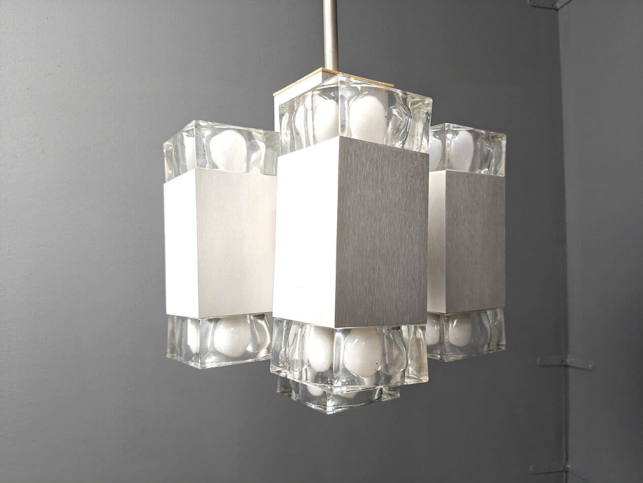 Żyrandol Cubic, srebrny, metal, proj. G. Sciolari, Włochy, lata 70. - 272542