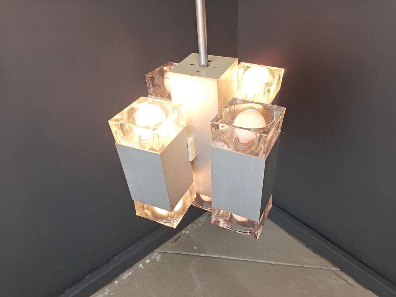 Żyrandol Cubic, srebrny, metal, proj. G. Sciolari, Włochy, lata 70. - 272551