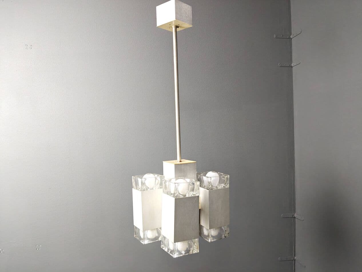 Żyrandol Cubic, srebrny, metal, proj. G. Sciolari, Włochy, lata 70. - 272543