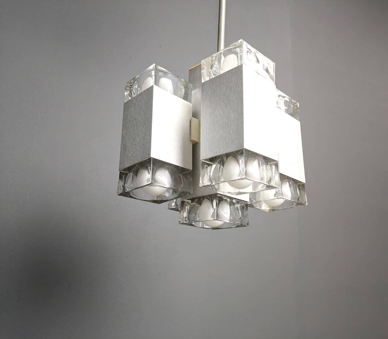 Żyrandol Cubic, srebrny, metal, proj. G. Sciolari, Włochy, lata 70. - 272553