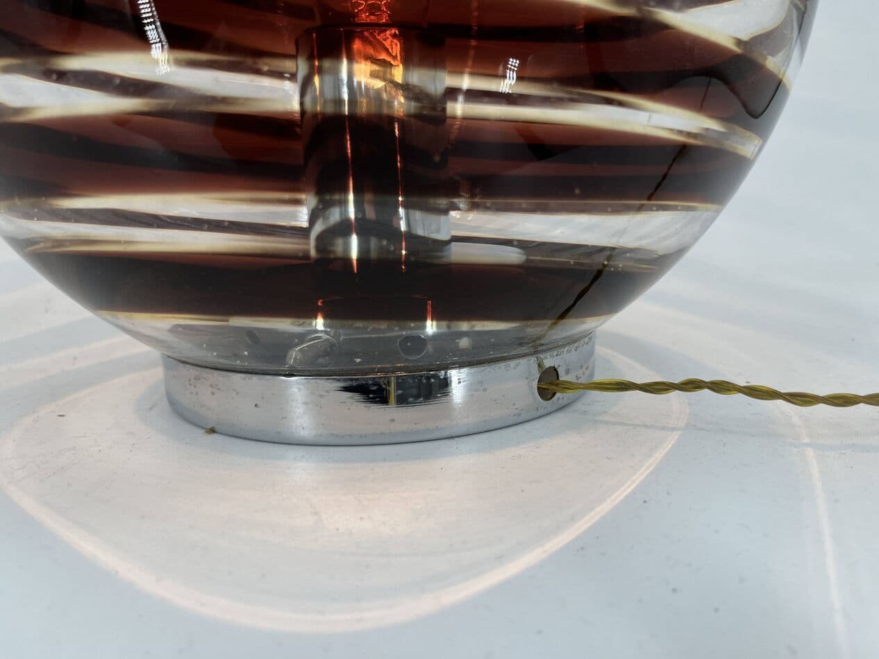 Para lamp stołowych Murano Swirl, brązowy, szkło, Włochy, lata 70. - 272478