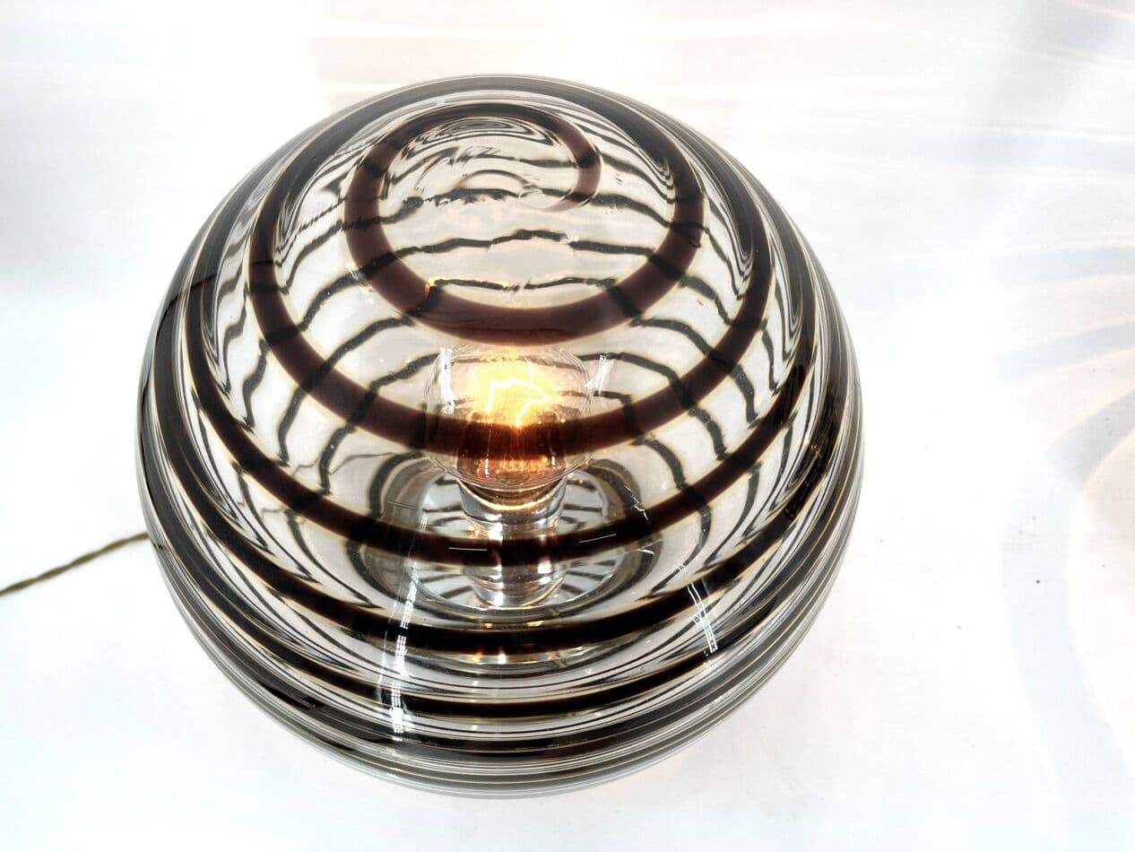 Para lamp stołowych Murano Swirl, brązowy, szkło, Włochy, lata 70. - 272480