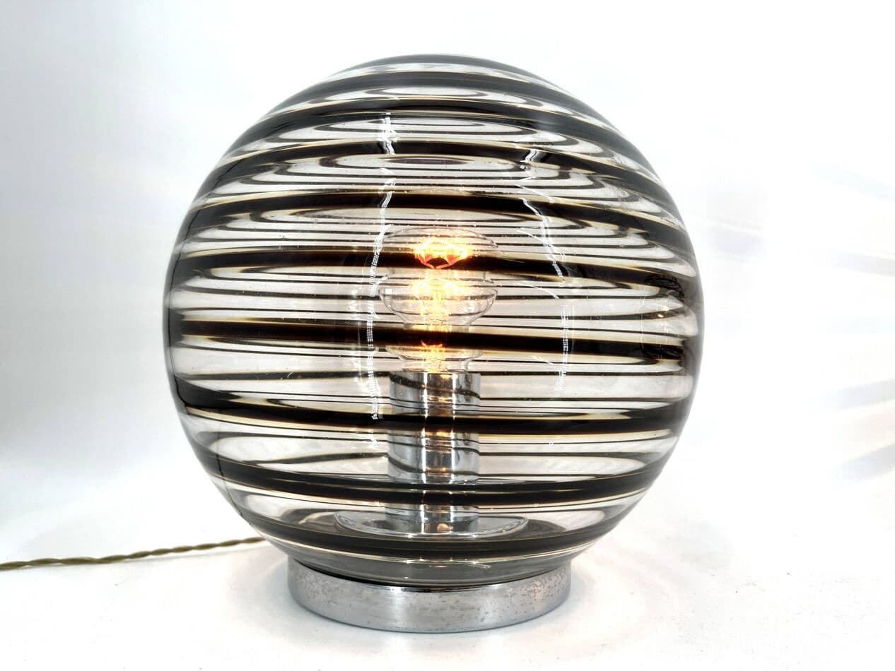 Para lamp stołowych Murano Swirl, brązowy, szkło, Włochy, lata 70. - 272481