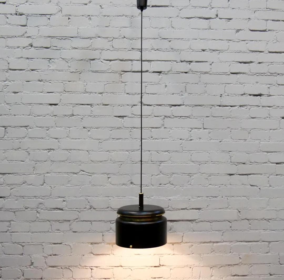 Lampa sufitowa, metal czarny, mosiądz złoty, proj. J. Hammerborg, Fog & Morup, Dania, lata 60. - 19114