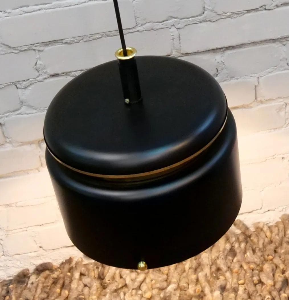 Lampa sufitowa, metal czarny, mosiądz złoty, proj. J. Hammerborg, Fog & Morup, Dania, lata 60. - 19110