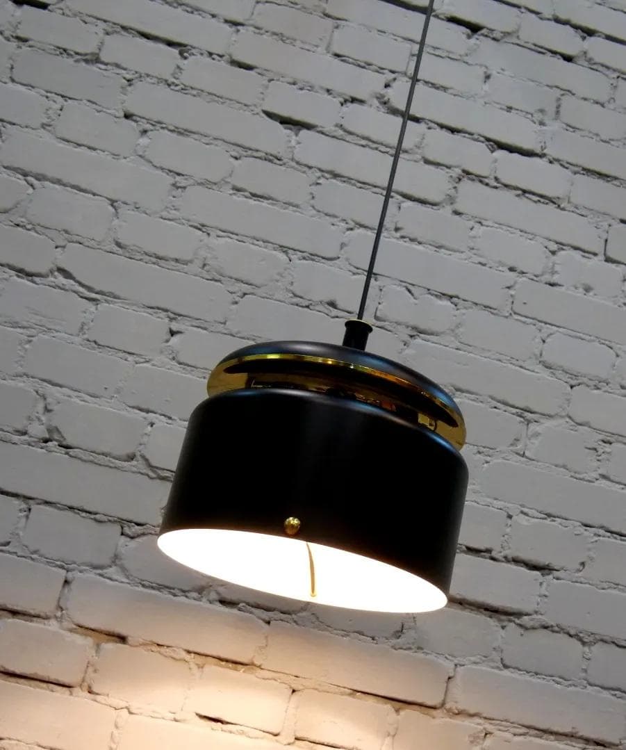 Lampa sufitowa, metal czarny, mosiądz złoty, proj. J. Hammerborg, Fog & Morup, Dania, lata 60. - 19109