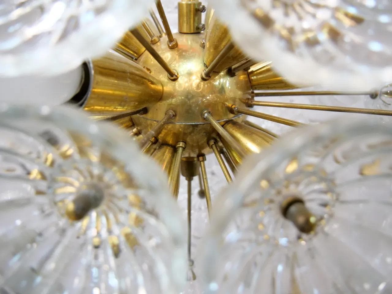 Crystal and Brass Chandelier, by E. Stejnar for VEB Kristallleuchte Ebersbach, Germany, 1960s - 19099