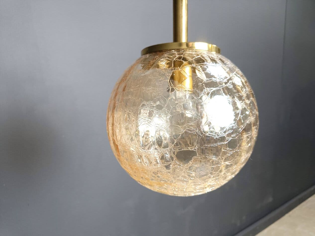 Lampa wisząca kula, złoty, szkło, Niemcy, lata 60. - 272237