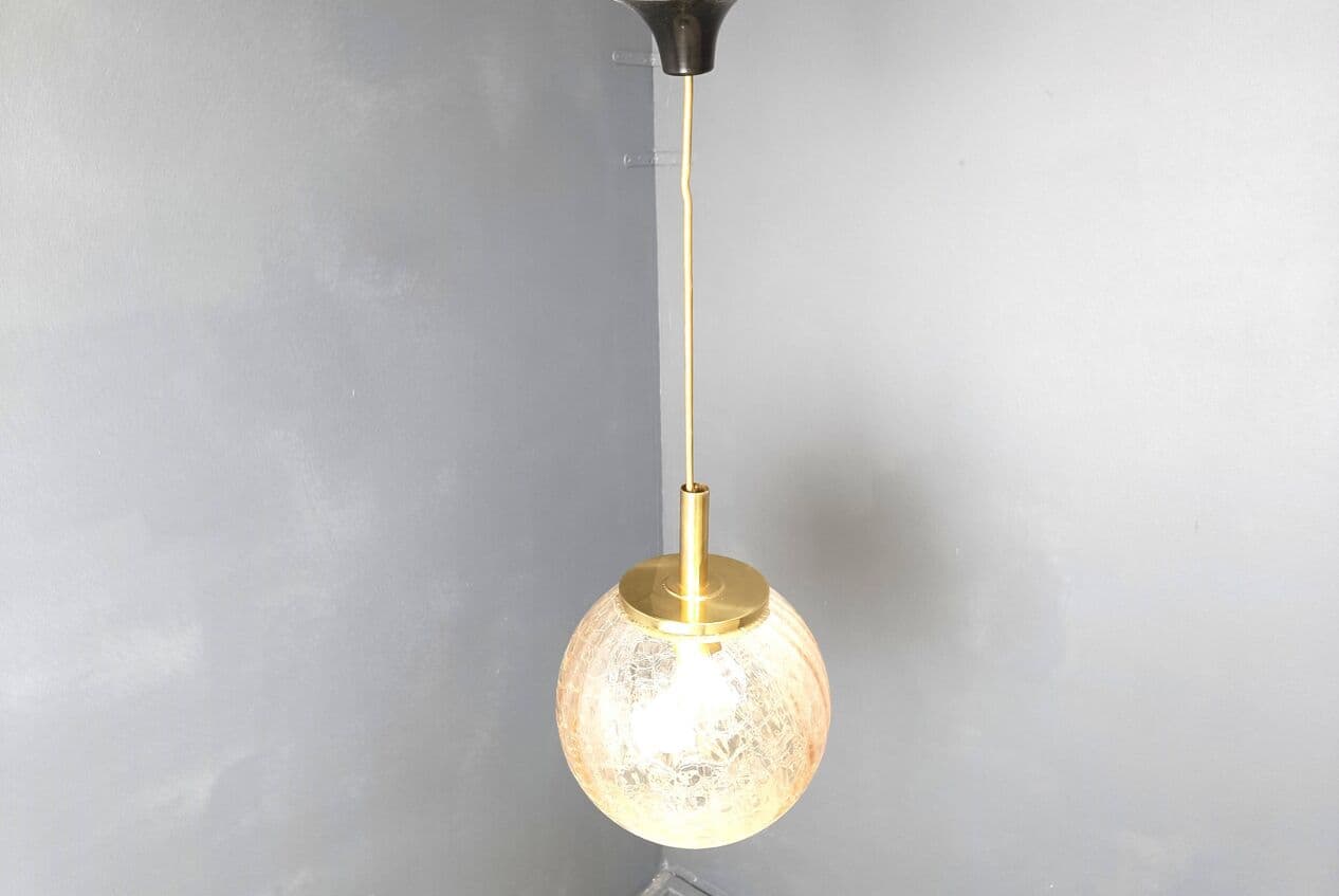 Lampa wisząca kula, złoty, szkło, Niemcy, lata 60. - 272238