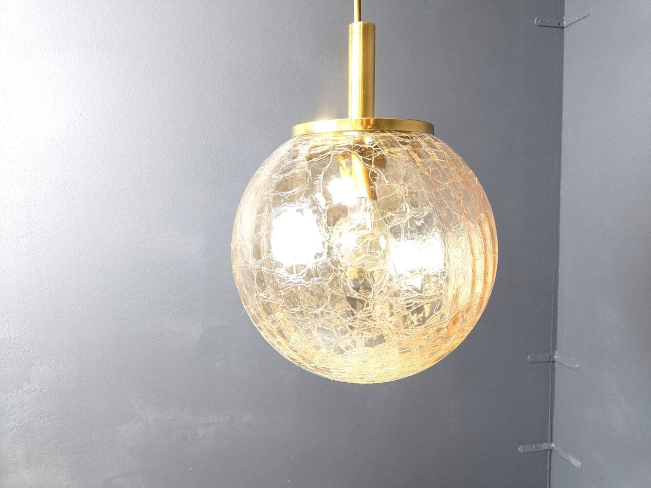 Lampa wisząca kula, złoty, szkło, Niemcy, lata 60. - 272240