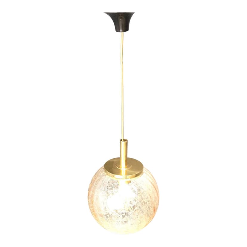 Lampa wisząca kula, złoty, szkło, Niemcy, lata 60.