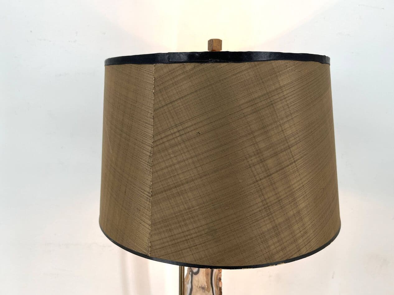 Lampa stołowa, agat, mosiądz złoty, Belgia, lata 70. - 272200