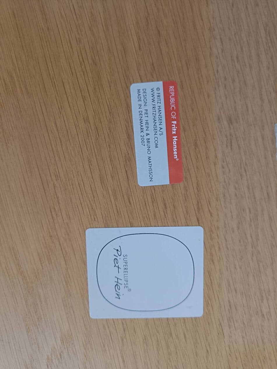 Stół jadalniany Superellipse, buk beżowy, chrom, proj. B. Mathsson, P. Hein, Fritz Hansen, Dania - 272171