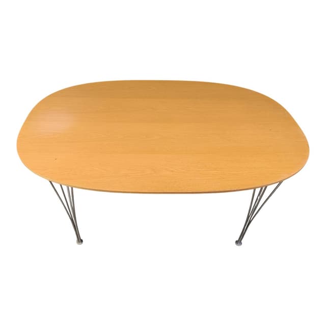 Stół jadalniany Superellipse, buk beżowy, chrom, proj. B. Mathsson, P. Hein, Fritz Hansen, Dania - WYMIARY