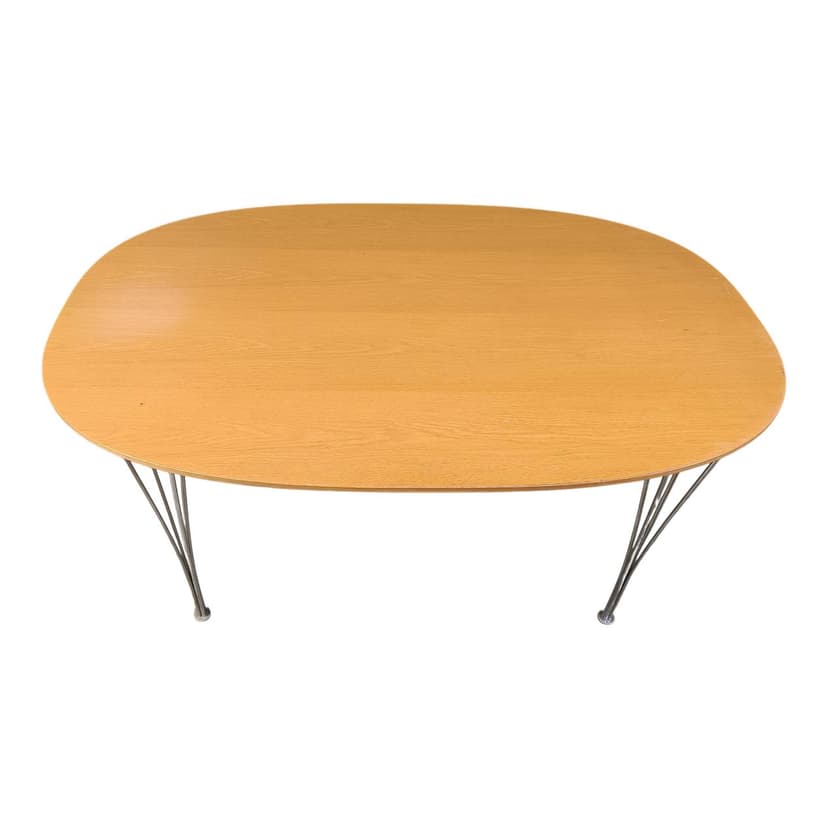 Stół jadalniany Superellipse, buk beżowy, chrom, proj. B. Mathsson, P. Hein, Fritz Hansen, Dania