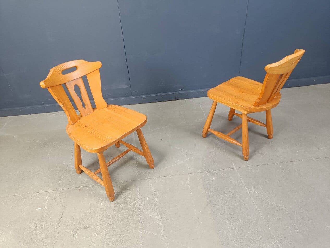 Zestaw czterech krzeseł jadalnianych brutalistycznych, dąb brązowy, Niemcy, lata 60. - 272146