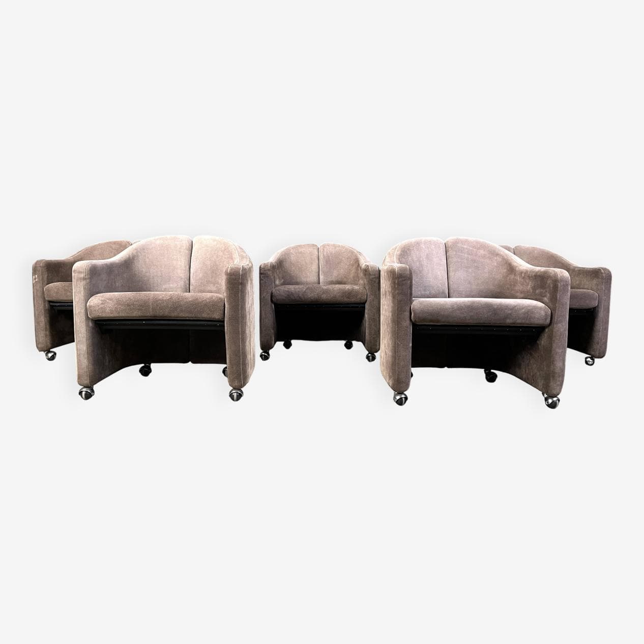 Zestaw pięciu foteli PS142, welur szary, proj. E. Gerli, Tecno, Włochy, lata 70. - 272048