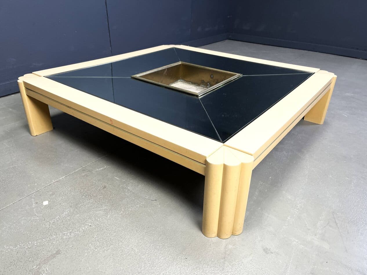 Coffee table, beige wood, by A. Delon, Maison Jansen, France, 1970s. - 272043