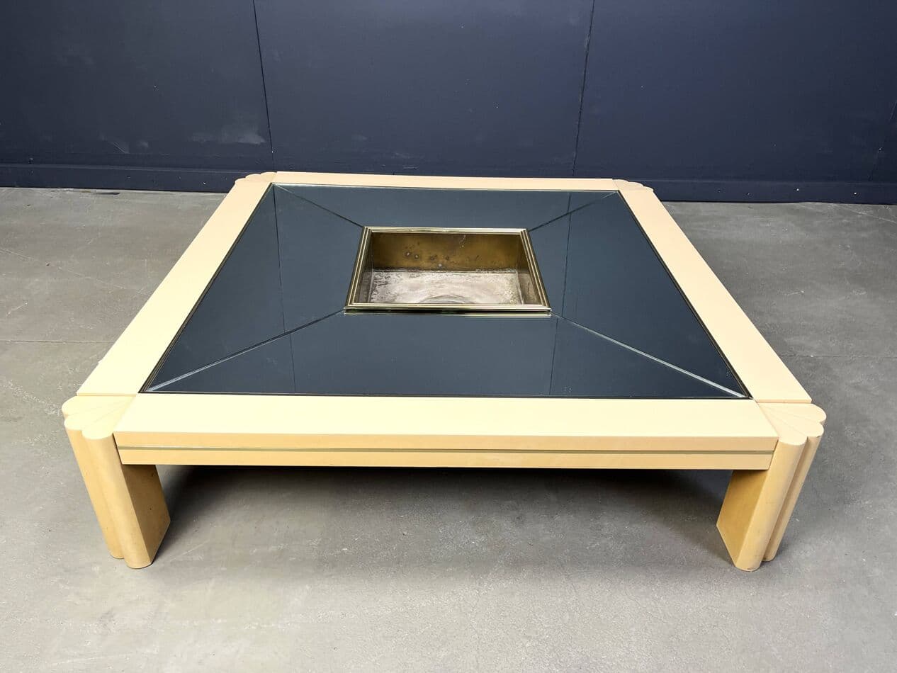 Coffee table, beige wood, by A. Delon, Maison Jansen, France, 1970s. - 272035