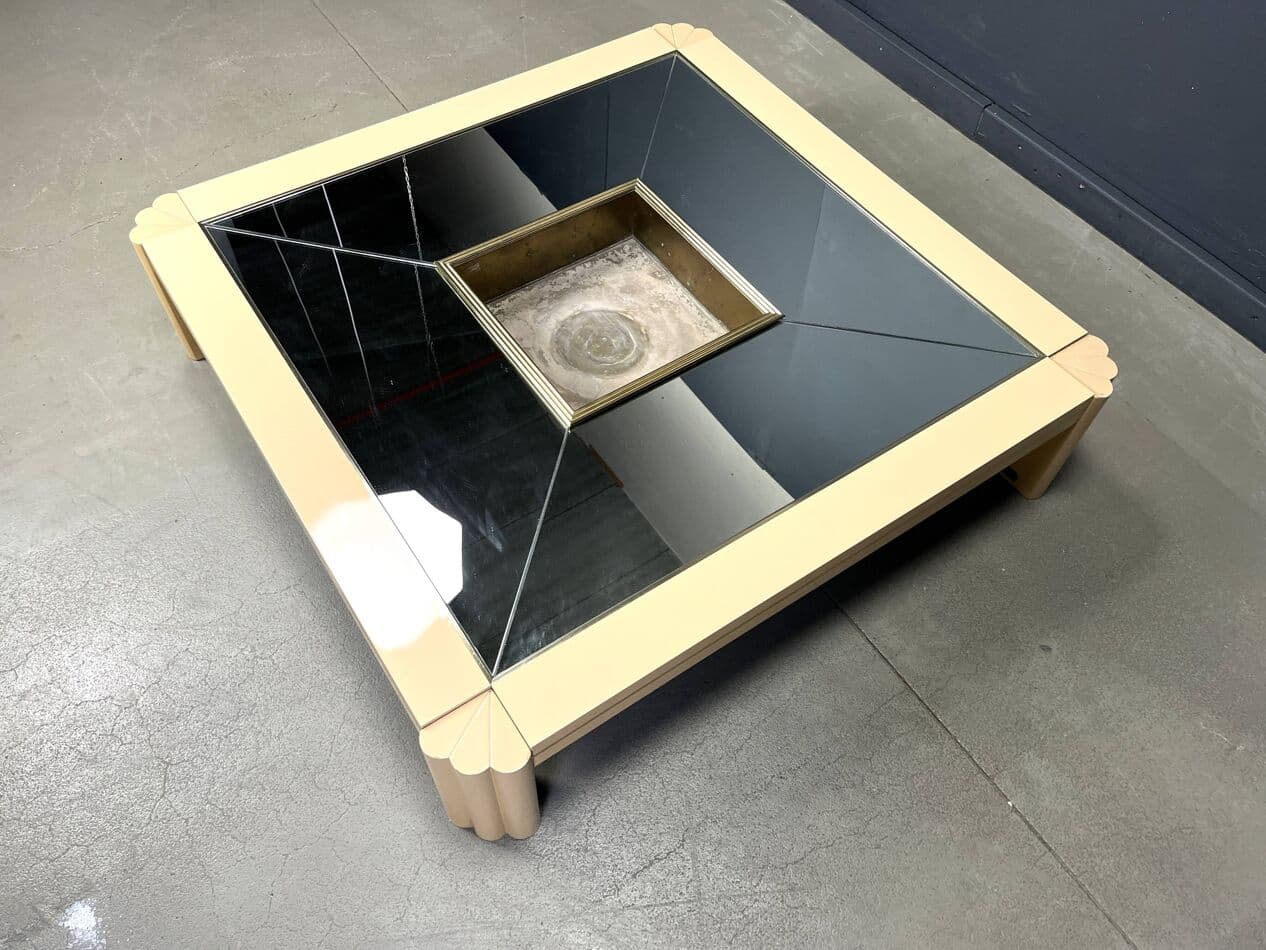 Coffee table, beige wood, by A. Delon, Maison Jansen, France, 1970s. - 272038