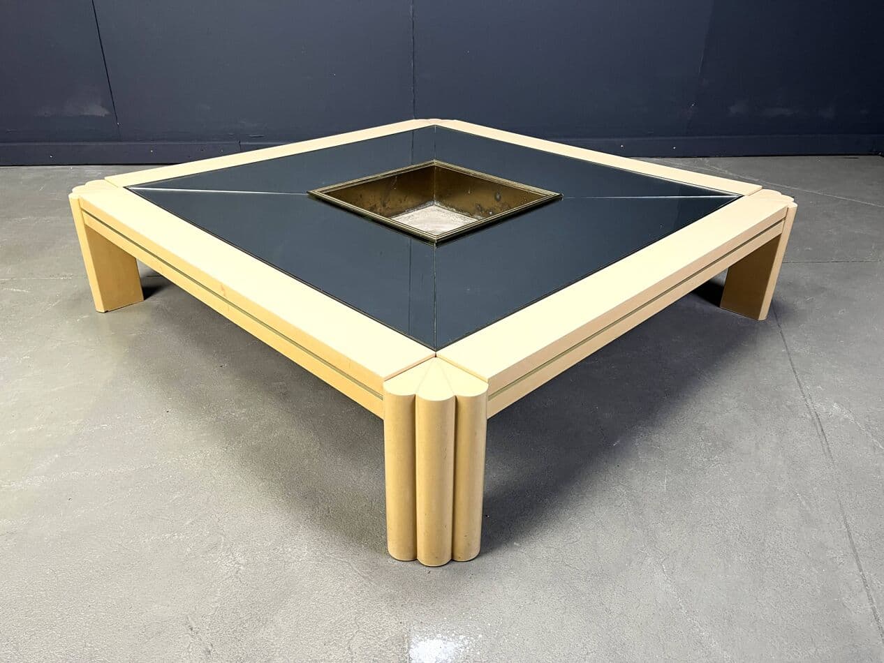 Coffee table, beige wood, by A. Delon, Maison Jansen, France, 1970s. - 272037