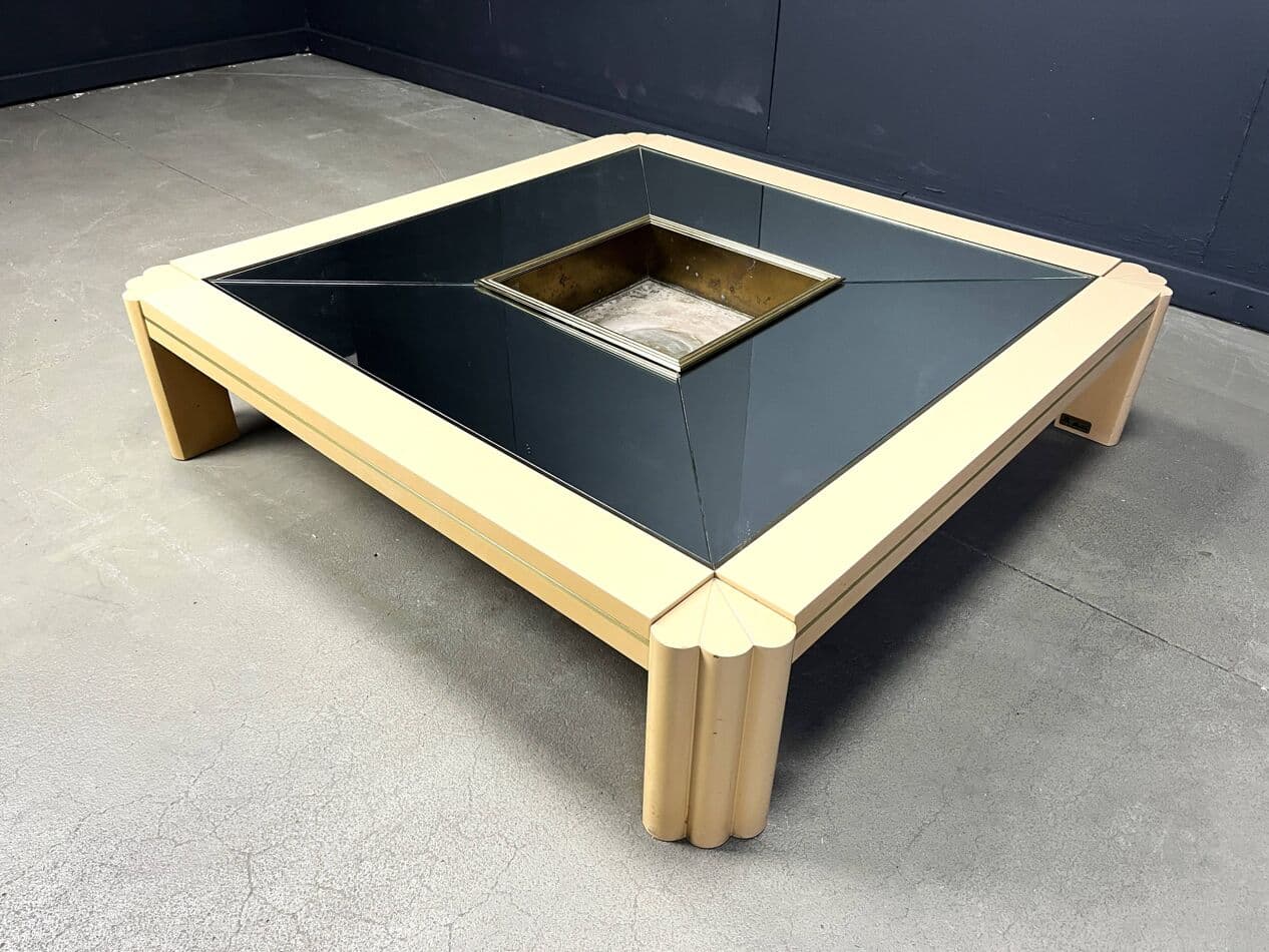 Coffee table, beige wood, by A. Delon, Maison Jansen, France, 1970s. - 272032