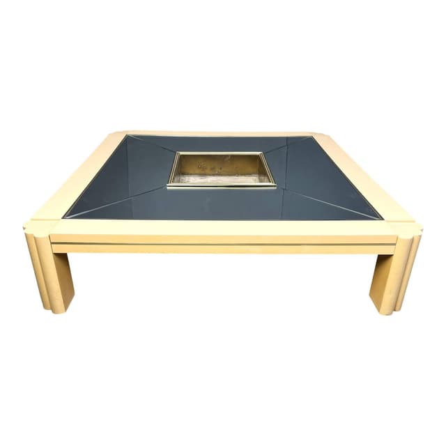Coffee table, beige wood, by A. Delon, Maison Jansen, France, 1970s. - DIMENSION