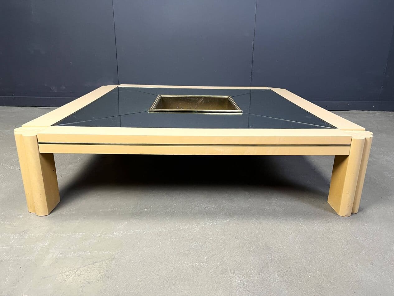 Coffee table, beige wood, by A. Delon, Maison Jansen, France, 1970s. - 272034