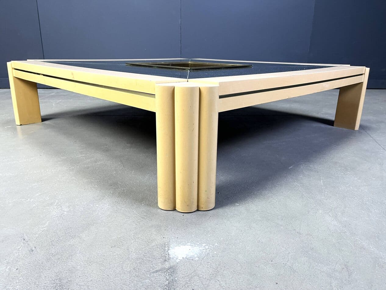 Coffee table, beige wood, by A. Delon, Maison Jansen, France, 1970s. - 272030