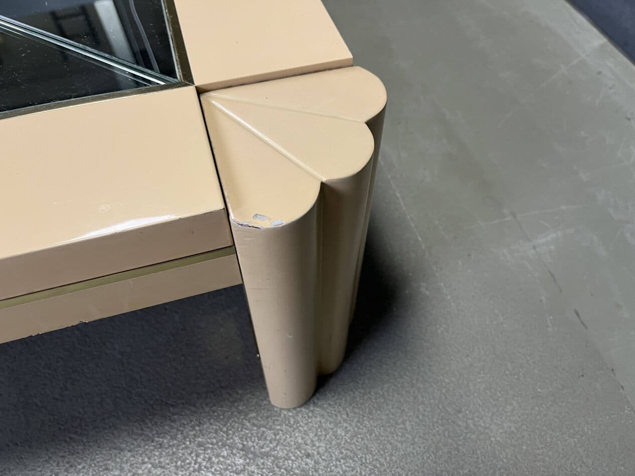 Coffee table, beige wood, by A. Delon, Maison Jansen, France, 1970s. - 272040