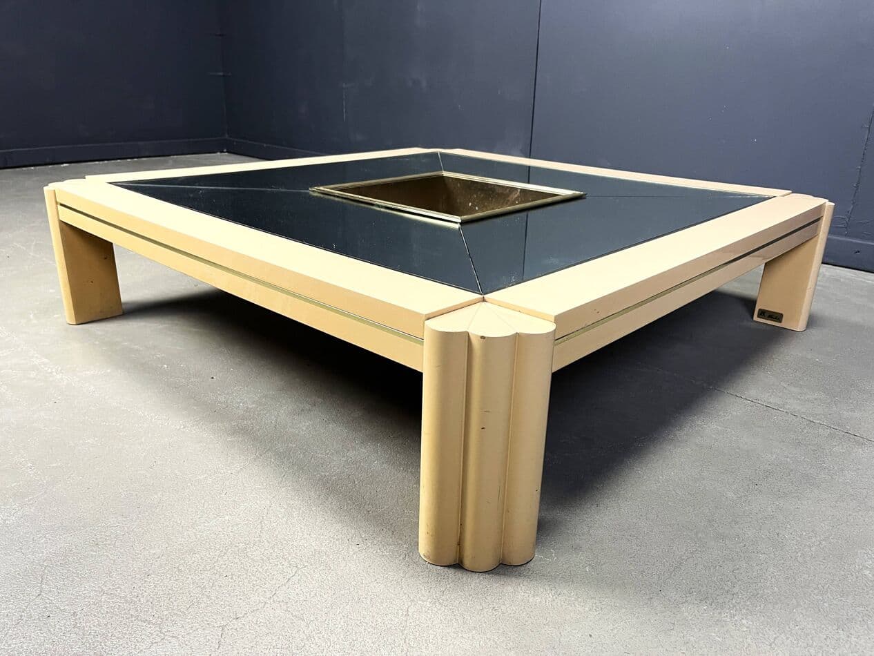 Coffee table, beige wood, by A. Delon, Maison Jansen, France, 1970s. - 272031