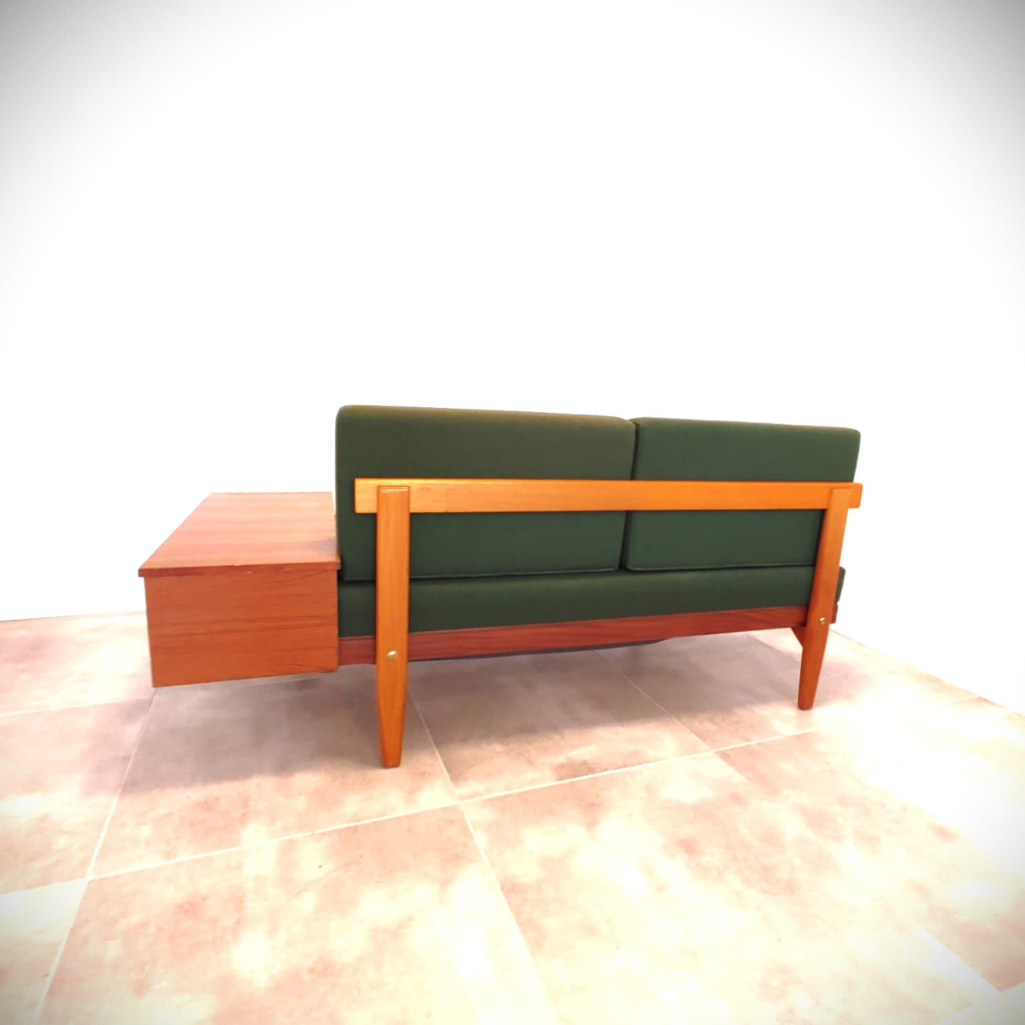 Sofa rozkładana Swanette, zielona, drewno, proj. I. Relling, H. Vik, Svane Ekornes, Norwegia, lata 60. - 79306