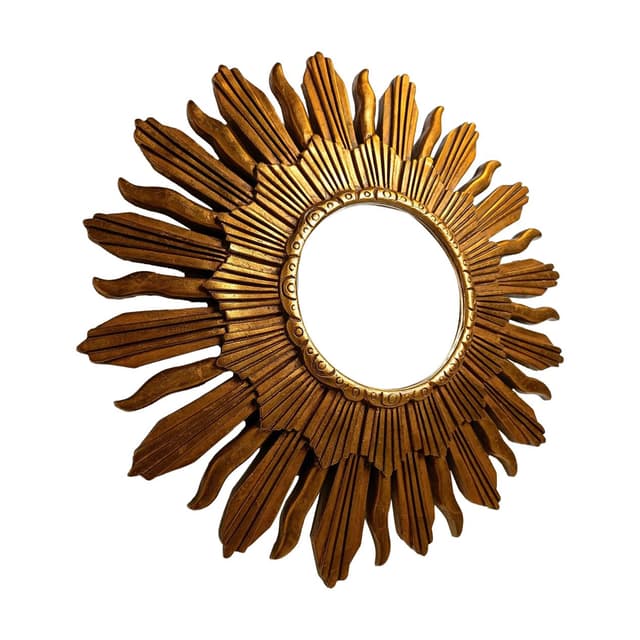 Sunburst mirror Ø48 cm, gold glass, Belgium, 1960s. - DIMENSION