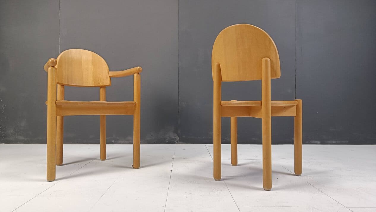 Zestaw sześciu krzeseł jadalnianych, sosna brązowy, proj. R. Daumiller, Hirtshals Savvaerk, Dania, lata 80. - 271903